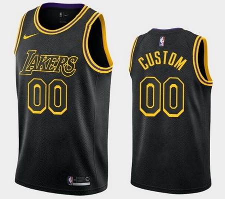 Men's Los Angeles Lakers Customized Black City Stitched Swingman Jersey