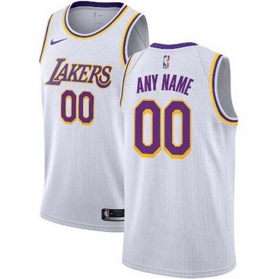 Men's Los Angeles Lakers Customized White Stitched Swingman Jersey