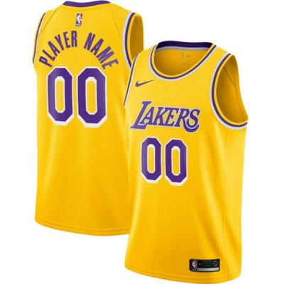 Men's Los Angeles Lakers Customized Yellow Stitched Swingman Jersey