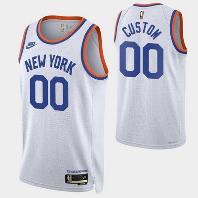 Men's New York Knicks Customized White Classic Icon Swingman Jersey