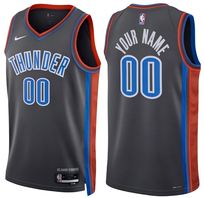 Men's Oklahoma City Thunder Customized Black 2022 City Icon Swingman Stitched Basketball Jersey