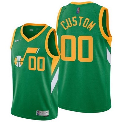 Men's Utah Jazz Customized Green 2021 Earned Stitched Swingman Jersey