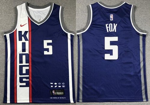 Youth Sacramento Kings #5 De'Aaron Fox Blue 2023 City Icon Swingman Jersey