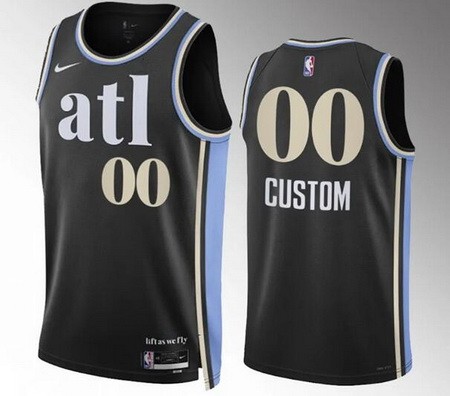 Unisex Atlanta Hawks Customized Black 2023 City Icon Heat Press Jersey