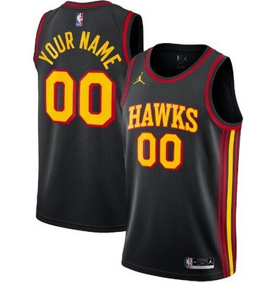 Unisex Atlanta Hawks Customized Black Statement Icon Heat Press Jersey