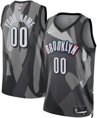 Unisex Brooklyn Nets Customized Gray 2024 City Heat Press Jersey