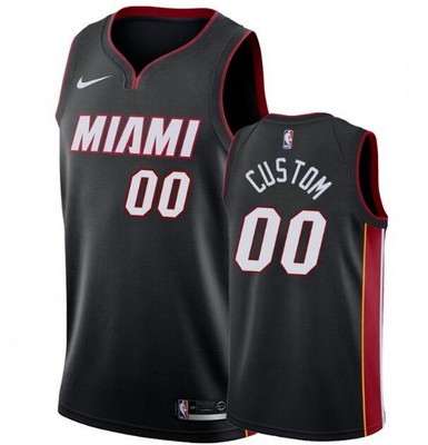 Unisex Miami Heat Customized Black Icon Hot Press Jersey