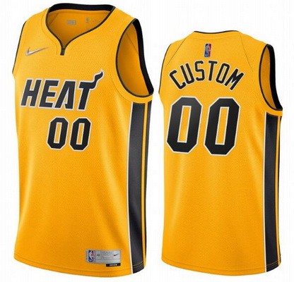 Unisex Miami Heat Customized Yellow 2021 Earned Icon Hot Press Jersey