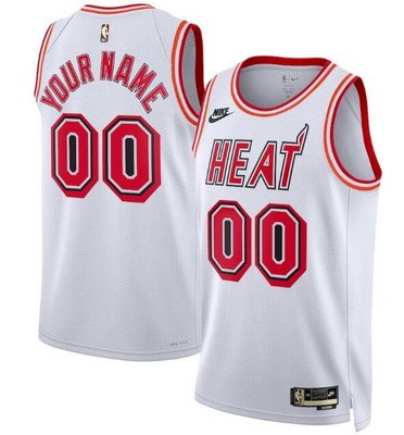 Unisex Miami Heat Customized White Classic Icon Heat Press Jersey