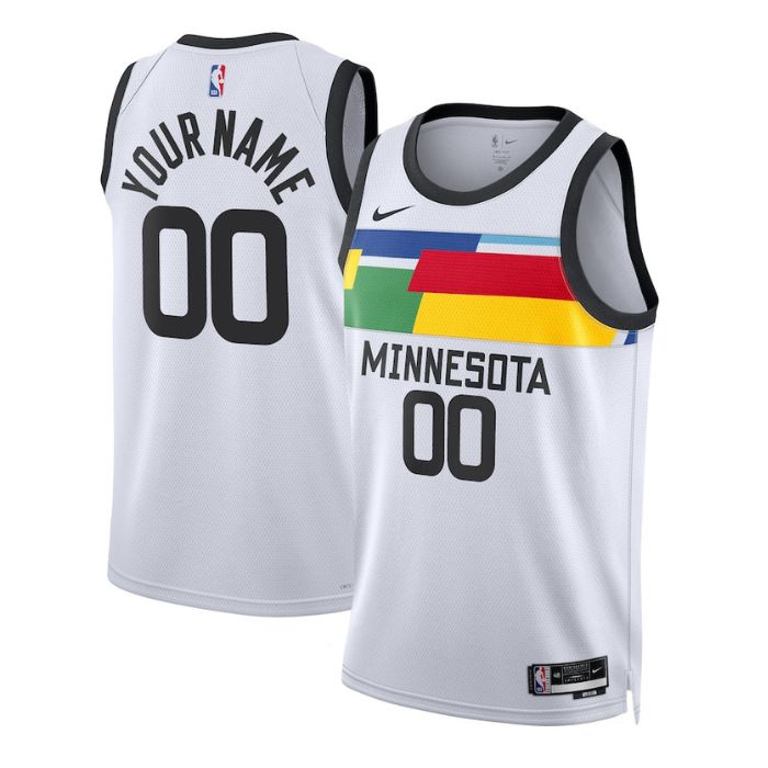 Unisex Minnesota Timberwolves Customized White 2022 City Icon Heat Press Jersey