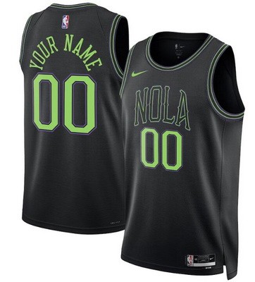 Unisex New Orleans Pelicans Customized Black 2023 City Icon Heat Press Jersey