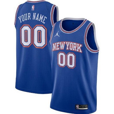 Unisex New York Knicks Customized Blue Statement Icon Heat Press Jersey