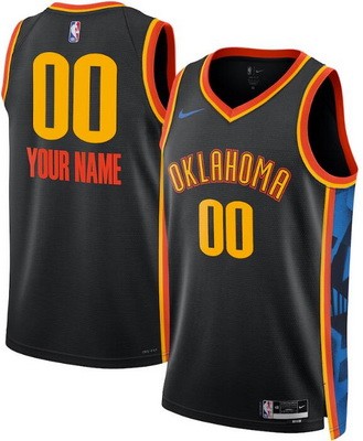 Unisex Oklahoma City Thunder Customized Black 2024 City Heat Press Jersey