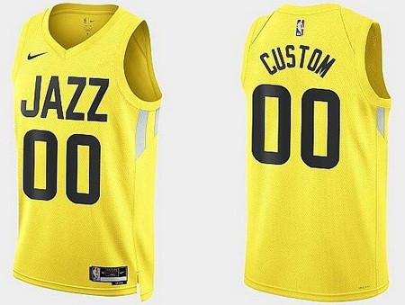 Unisex Utah Jazz Customized Yellow 2022 Icon Heat Press Jersey