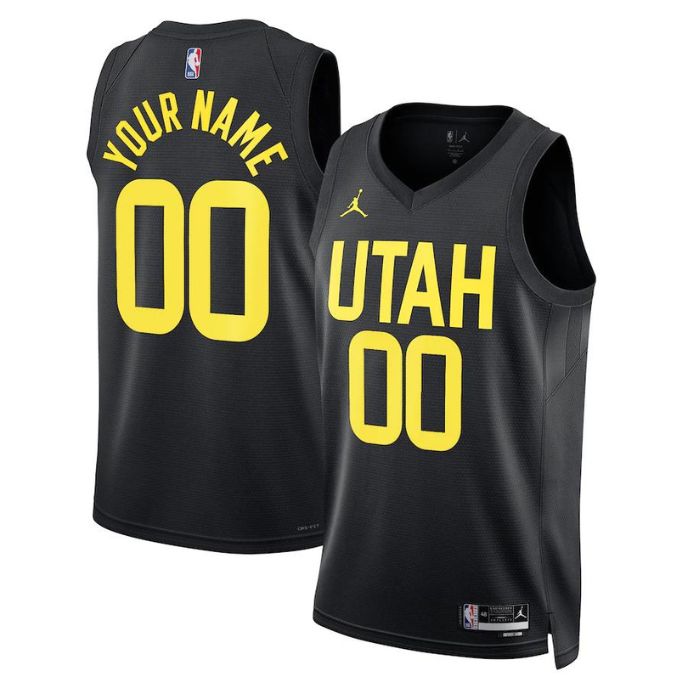 Unisex Utah Jazz Customized Black 2022 Statement Icon Heat Press Jersey