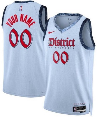 Unisex Washington Wizards Customized Light Blue 2024 City Heat Press Jersey