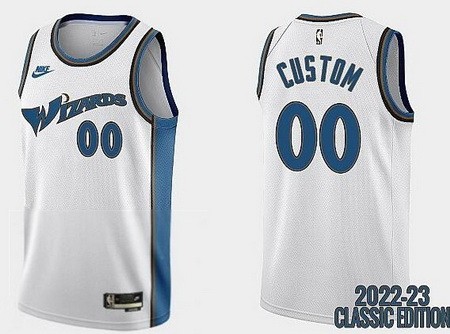 Unisex Washington Wizards Customized White 2022 Classic Icon Heat Press Jersey