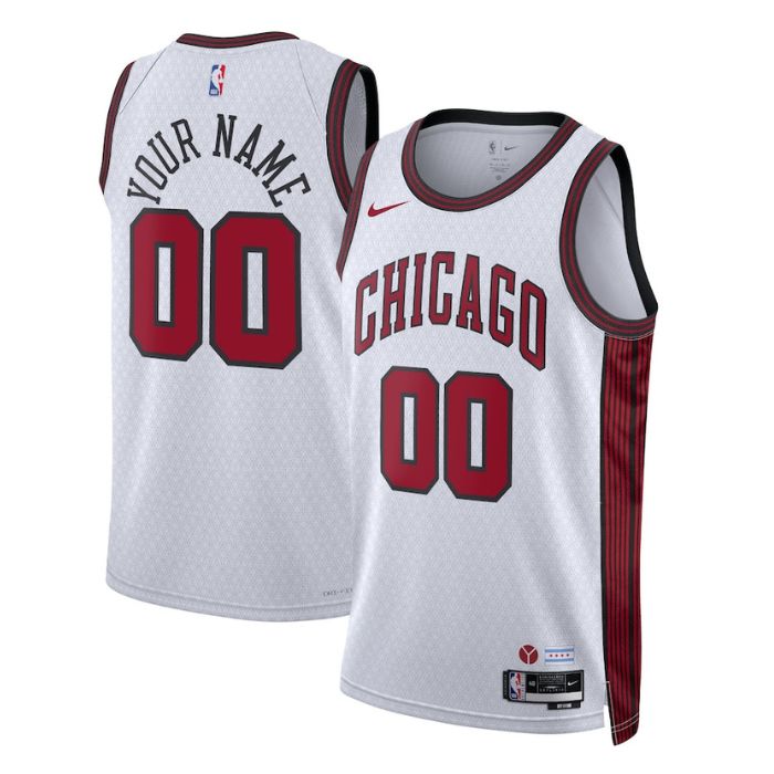 Unisex Chicago Bulls Customized White 2022 City Icon Heat Press Jersey