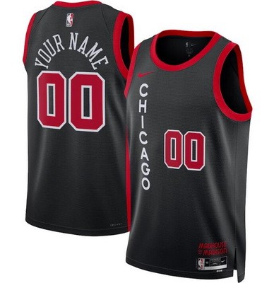 Unisex Chicago Bulls Customized Black 2023 City Icon Heat Press Jersey