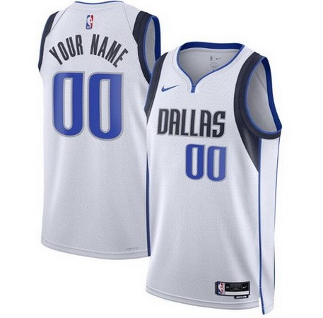 Unisex Dallas Mavericks Customized White Icon Heat Press Jersey