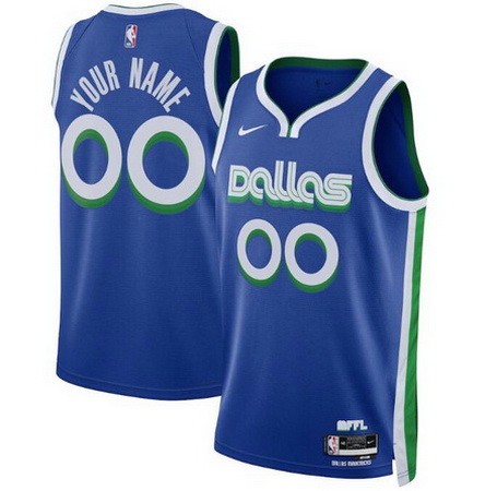 Unisex Dallas Mavericks Customized Blue 2022 City Icon Heat Press Jersey