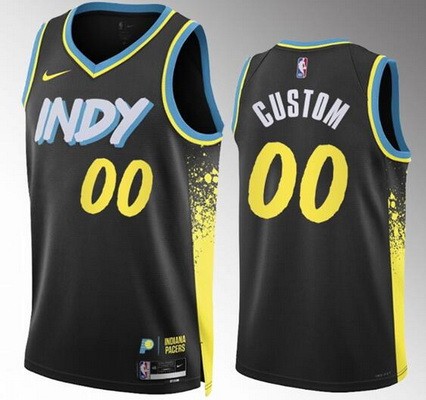 Unisex Indiana Pacers Customized Black 2023 City Icon Heat Press Jersey