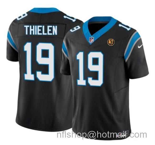 Men's Carolina Panthers #19 Adam Thielen Black 2023 F.U.S.E. With John Madden Patch Vapor Limited Stitched Football Jersey