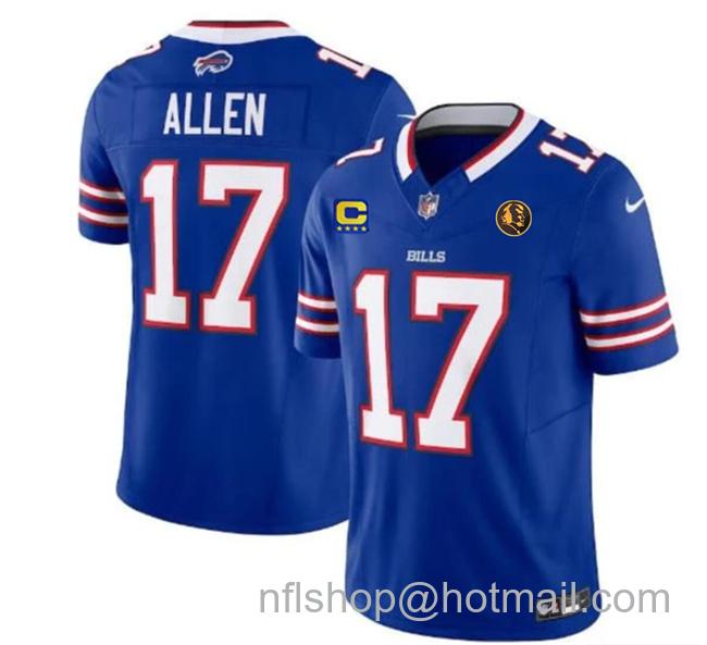 Men's Buffalo Bills #17 Josh Allen Blue 2023 F.U.S.E. With 4-Star C Ptach And John Madden Patch Vapor Limited Stitched Football Jersey