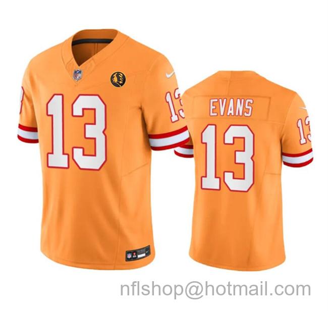 Men's Tampa Bay Buccaneers #13 Mike Evans Orange 2023 F.U.S.E. With John Madden Patch Vapor Limited Stitched Football Jersey