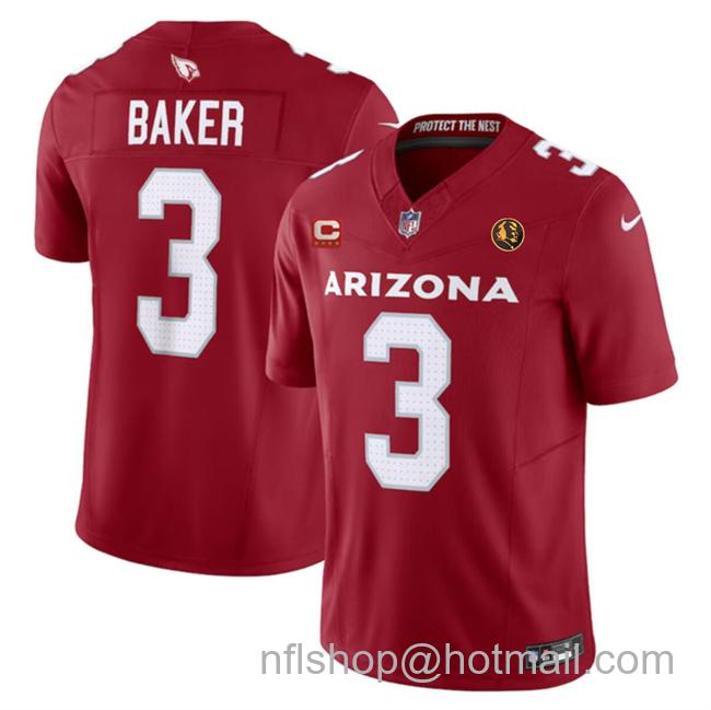 Men's Arizona Cardinals #3 Budda Baker Red 2023 F.U.S.E. With 4-Star C Patch And With John Madden Patch Vapor Limited Stitched Football Jersey