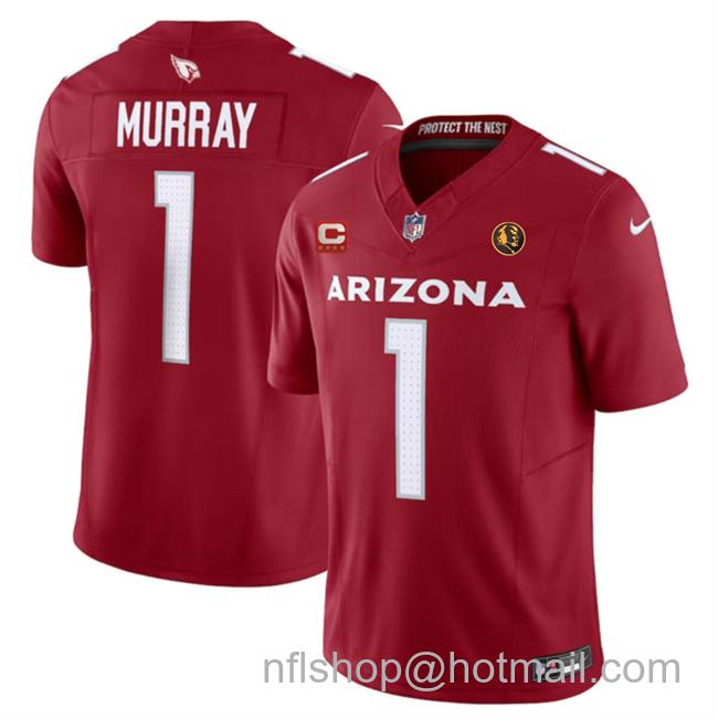 Men's Arizona Cardinals #1 Kyler Murray Red 2023 F.U.S.E. With 4-Star C Patch And John Madden Patch Vapor Limited Stitched Football Jersey