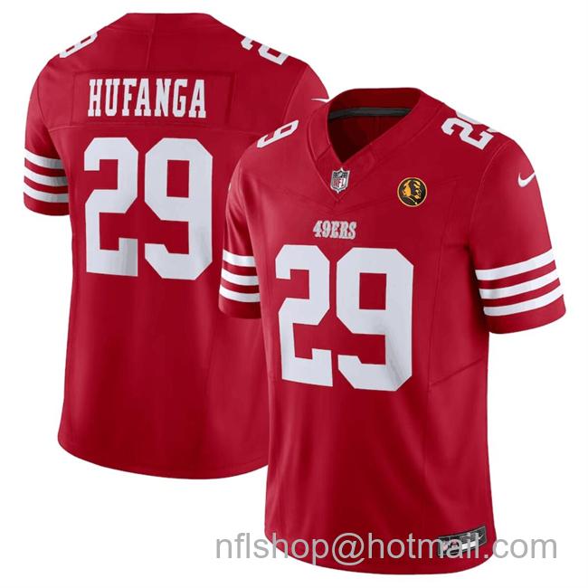 Men's San Francisco 49ers #29 Talanoa Hufanga Red 2023 F.U.S.E. With John Madden Patch Vapor Limited Stitched Football Jersey