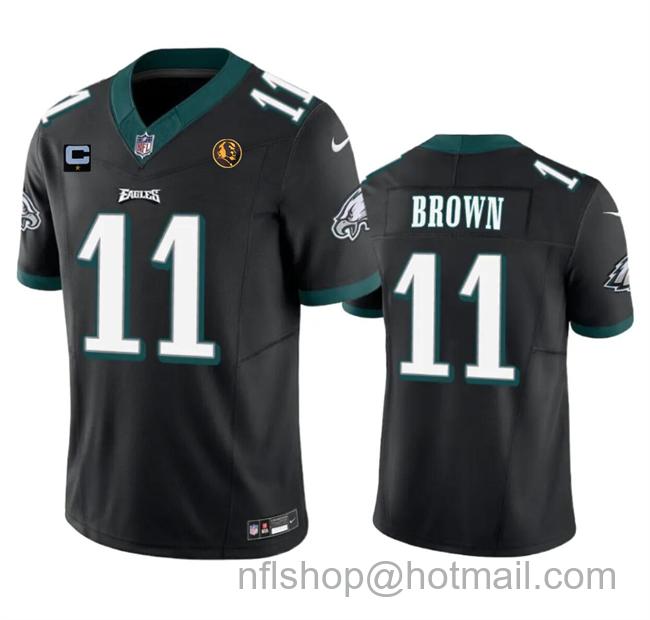 Men's Philadelphia Eagles #11 A. J. Brown Black 2023 F.U.S.E. With 1-Star C Patch And John Madden Patch Vapor Limited Stitched Football Jersey