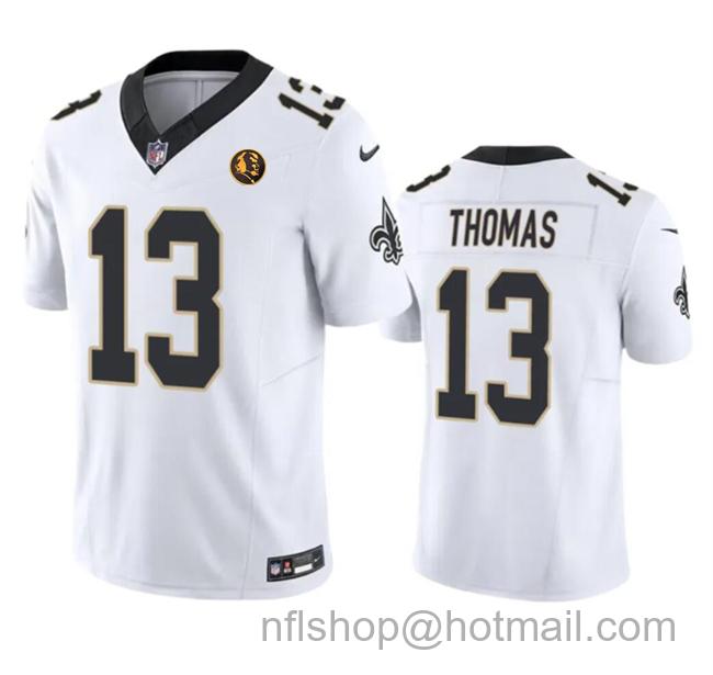 Men's New Orleans Saints #13 Michael Thomas White 2023 F.U.S.E. With John Madden Patch Vapor Limited Stitched Football Jersey