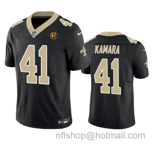 Men's New Orleans Saints #41 Alvin Kamara Black 2023 F.U.S.E. With John Madden Patch Vapor Limited Stitched Football Jersey