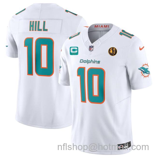 Men's Miami Dolphins #10 Tyreek Hill White 2023 F.U.S.E. With 2-Star C Patch And John Madden Patch Vapor Limited Stitched Football Jersey