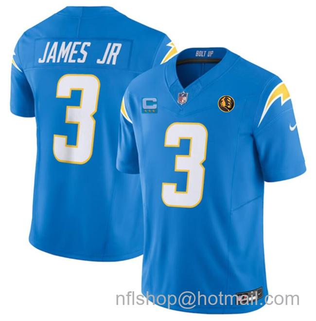 Men's Los Angeles Chargers #3 Derwin James Jr. Light Blue 2023 F.U.S.E. With John Madden Patch Vapor Limited Stitched Football Jersey