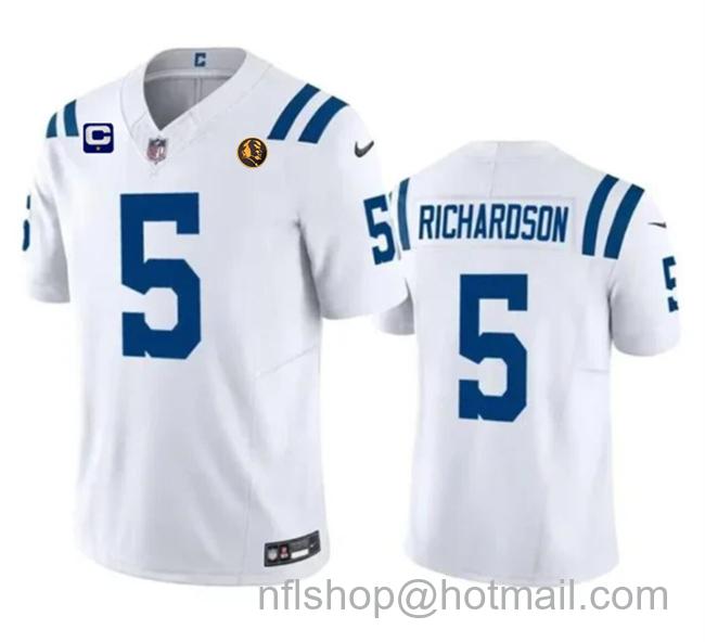 Men's Indianapolis Colts #5 Anthony Richardson White 2023 F.U.S.E. 1-Star C Patch And With John Madden Patch Vapor Limited Stitched Football Jersey