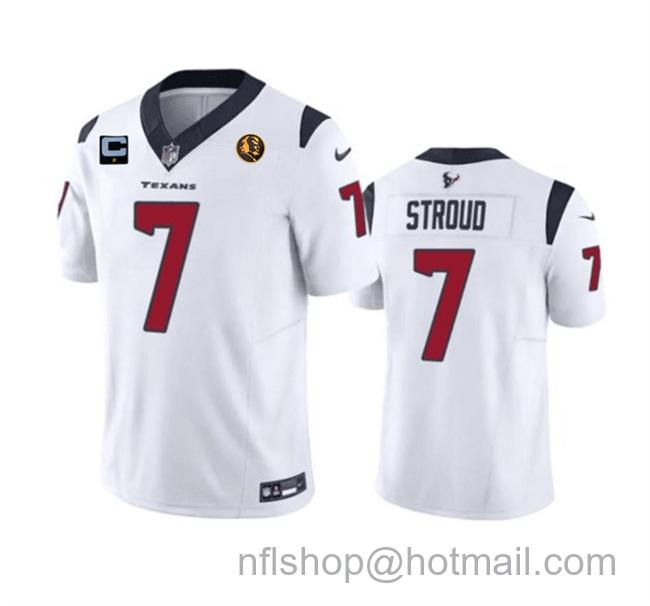 Men's Houston Texans #7 C.J. Stroud White 2023 F.U.S.E. With 1-Star C Patch John Madden Patch Vapor Limited Stitched Football Jersey