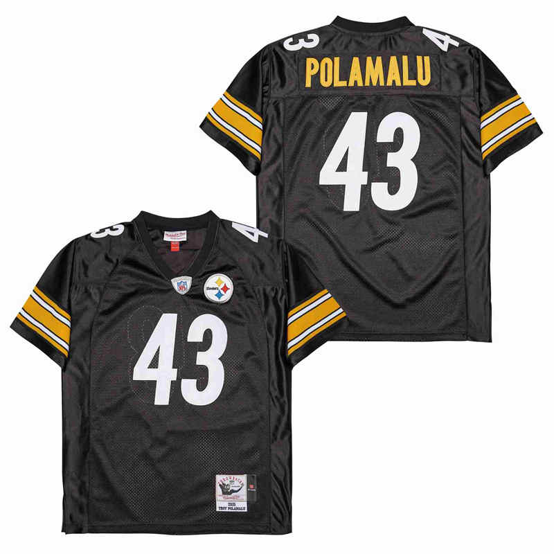 Men's Pittsburgh Steelers #43 Troy Polamalu Black 2005 Throwback Jersey