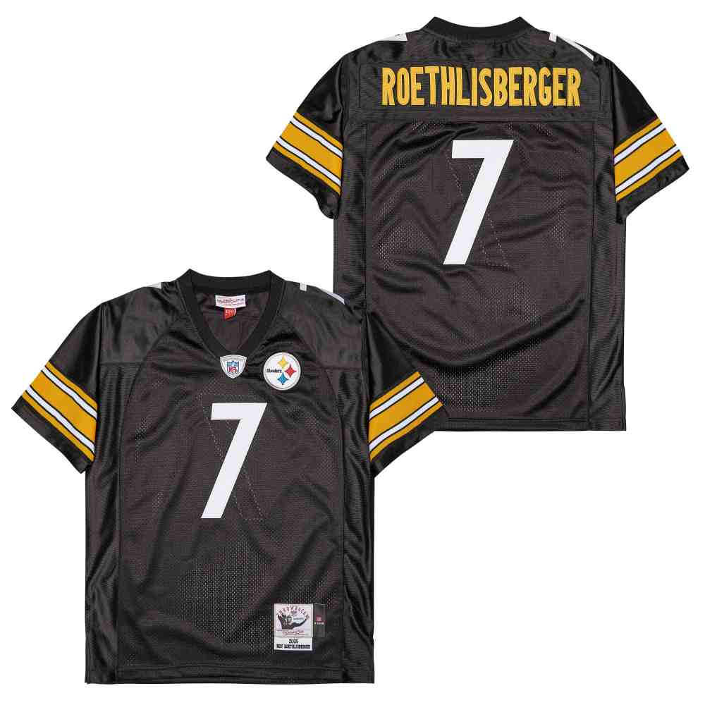 Men's Pittsburgh Steelers #7 Ben Roethlisberger Black 2005 Throwback Jersey