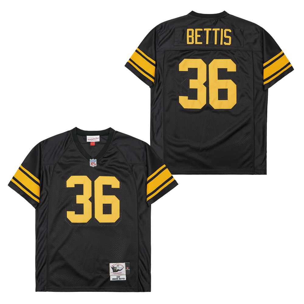 Men's Pittsburgh Steelers #36 Jerome Bettis Black Yellow 1996 Throwback Jersey