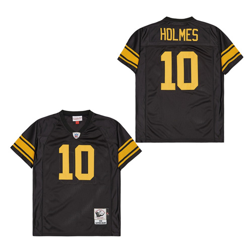 Men's Pittsburgh Steelers #10 Santonio Holmes Black Yellow 2008 Throwback Jersey