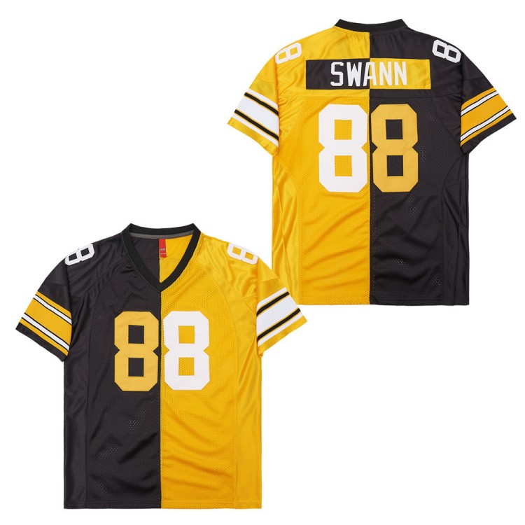 Men's Pittsburgh Steelers #88 Lynn Swann Black Yellow Split 1975 Throwback Jersey