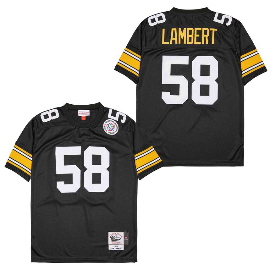 Men's Pittsburgh Steelers #58 Jack Lambert Black 1975 Throwback Jersey