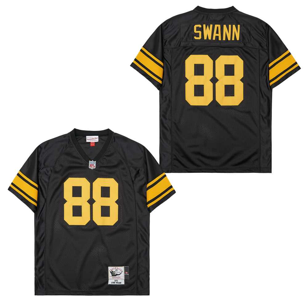 Men's Pittsburgh Steelers #88 Lynn Swann Black Yellow 1975 Throwback Jersey