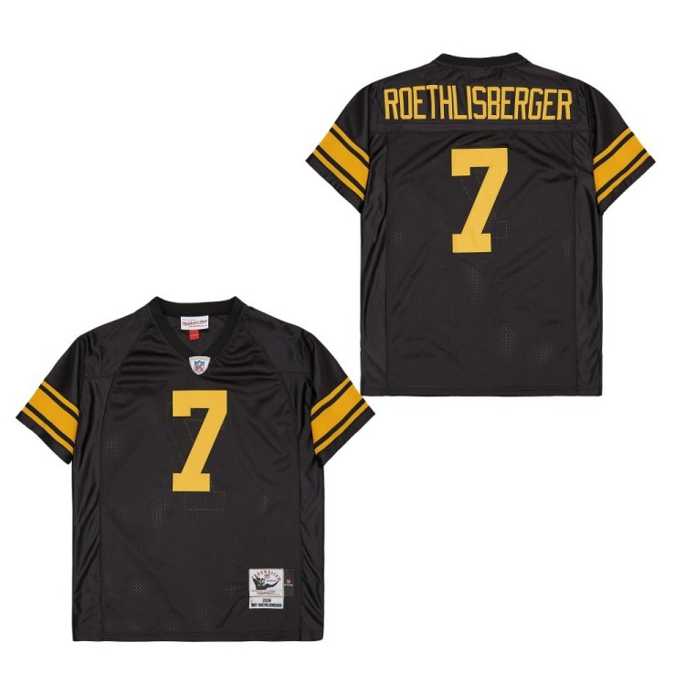 Men's Pittsburgh Steelers #7 Ben Roethlisberger Black Yellow 2008 Throwback Jersey