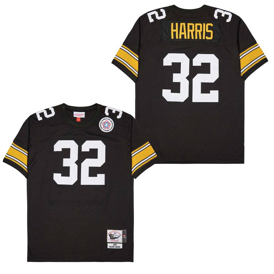 Men's Pittsburgh Steelers #32 Franco Harris Black 1975 Throwback Jersey