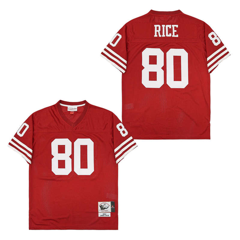 Men's San Francisco 49ers #80 Jerry Rice Scarlet 1994 Throwback Jersey