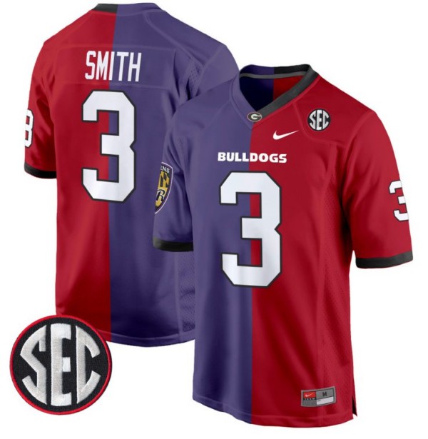 Men's Nike Roquan Smith Jersey Baltimore Ravens #3 Georgia Bulldogs Split Football Game All Stitched